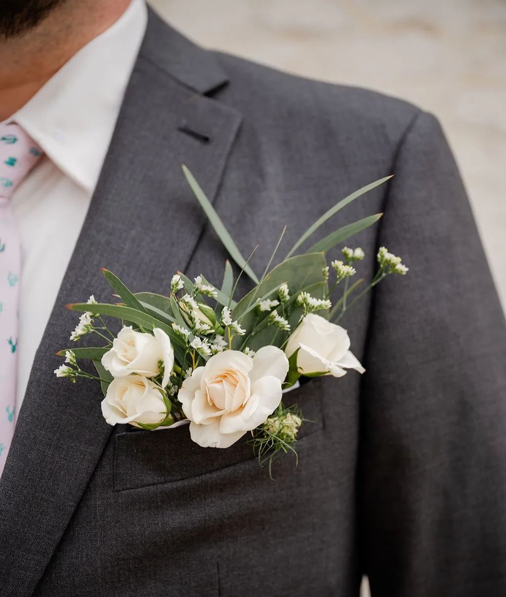 Florist’s Choice Pocket Square Boutonniere
