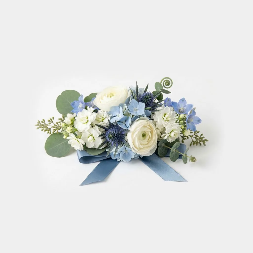Dusty Blue Hydrangea Wrist Corsage Dusty Blue Hydrangea Wrist Corsage