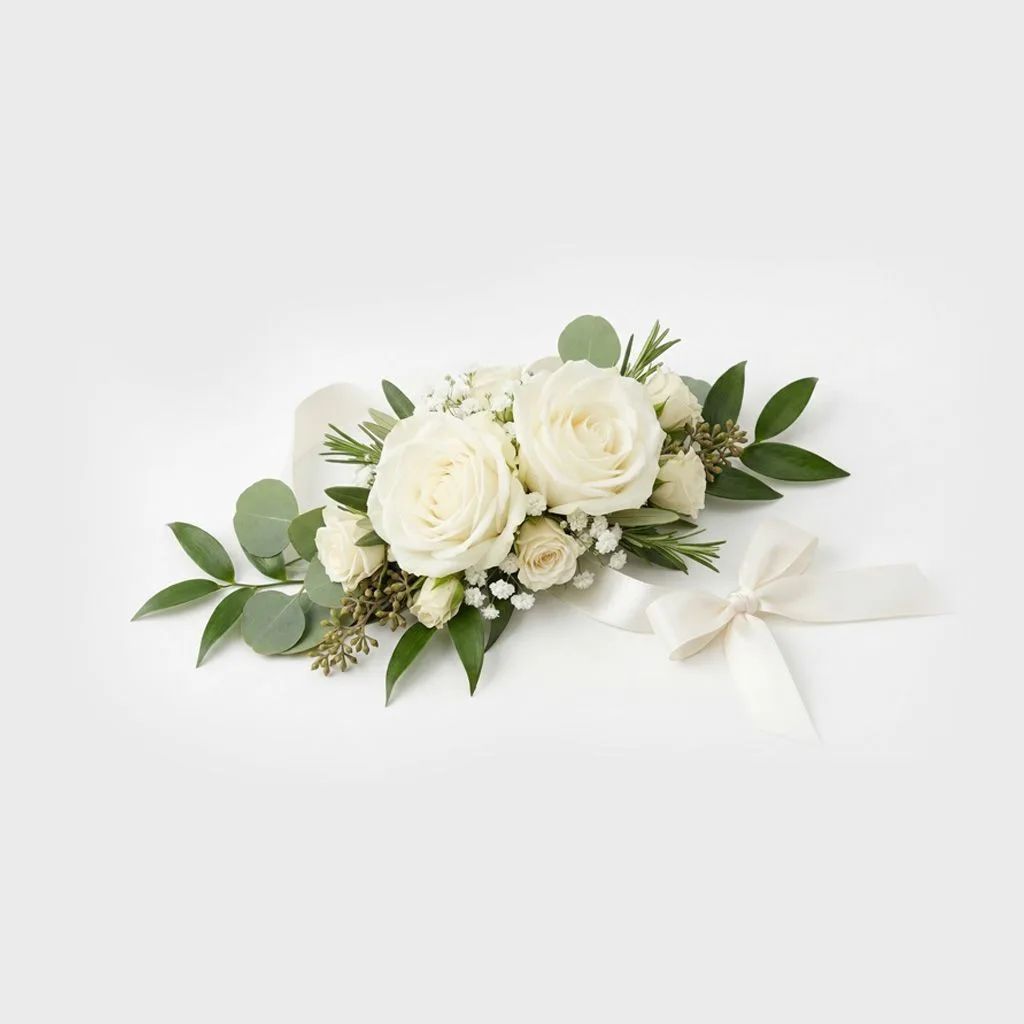 Luxe White Rose Wrist Corsage