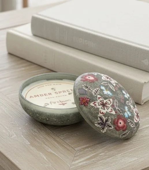 Painted Garden Lidded Candle