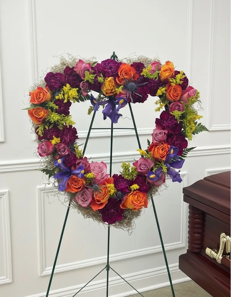 Everlasting Life Standing Heart Wreath Everlasting Life Standing Heart Wreath