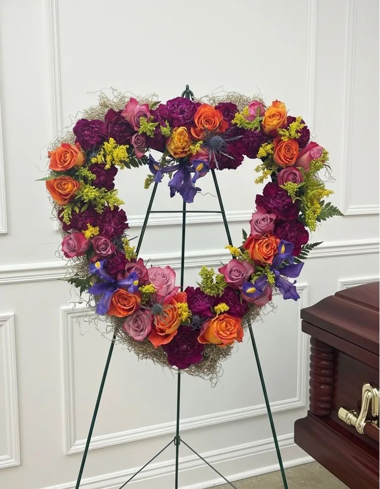 Everlasting Life Standing Heart Wreath