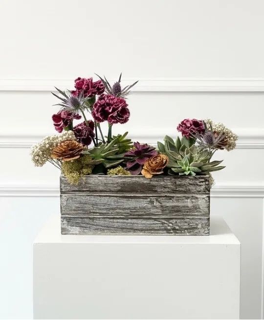 Tranquil Grove Succulent garden with fresh flower accents