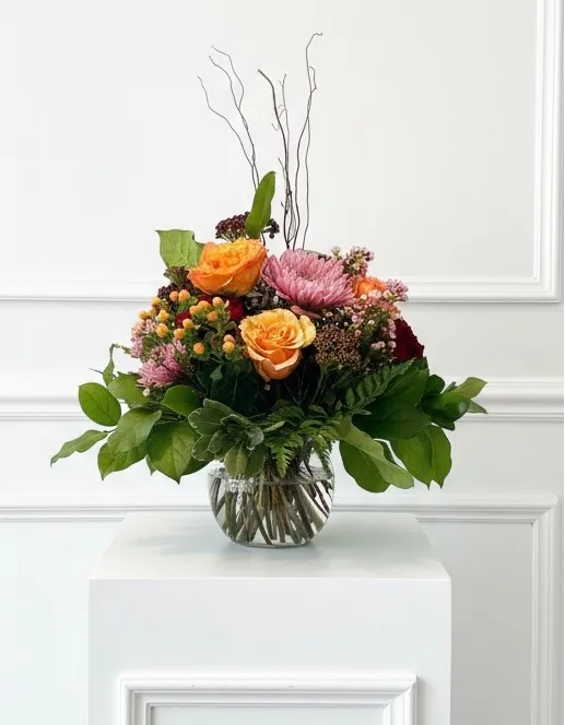 Soothing Sunset Rose bowl arrangement Soothing Sunset Rose bowl arrangement