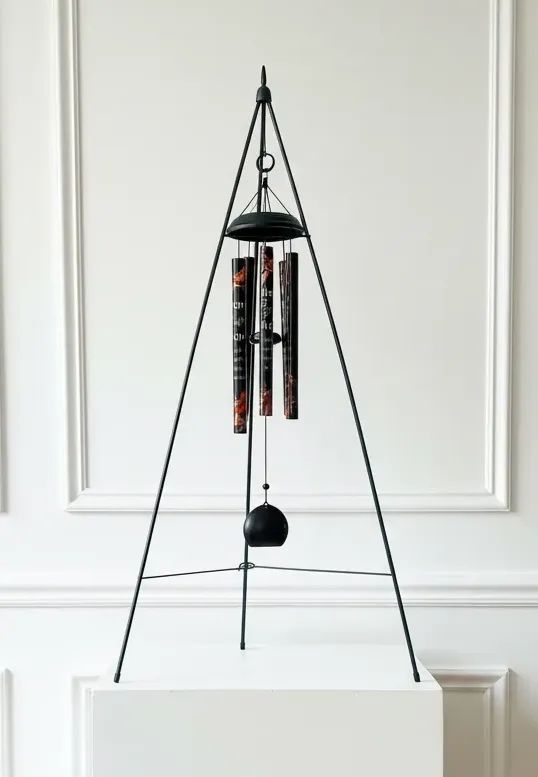 Memory Wind Chimes Black Printed Cardinal 30"