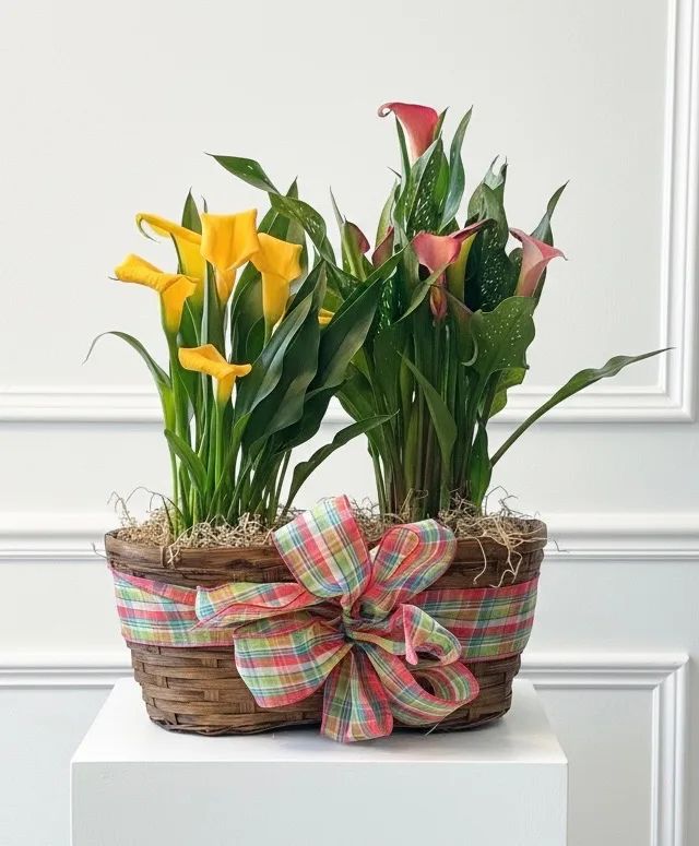 Sweet Sentiments Double Calla Lilly Basket