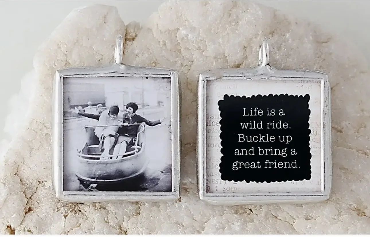 Soldered Glass Pendant Necklace Life is a Wild Ride