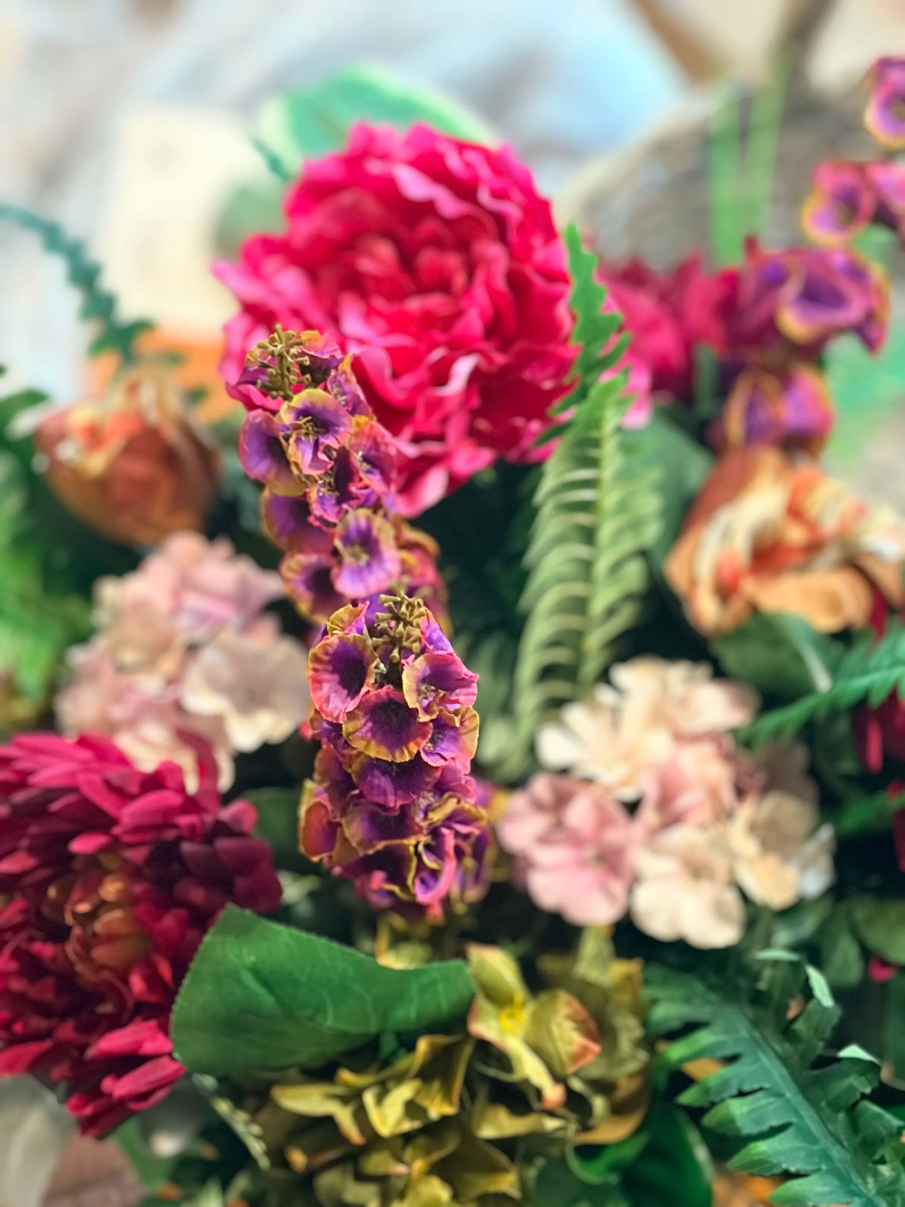 Forever Yours Faux Flower Grave Vase Arrangement-Autumn