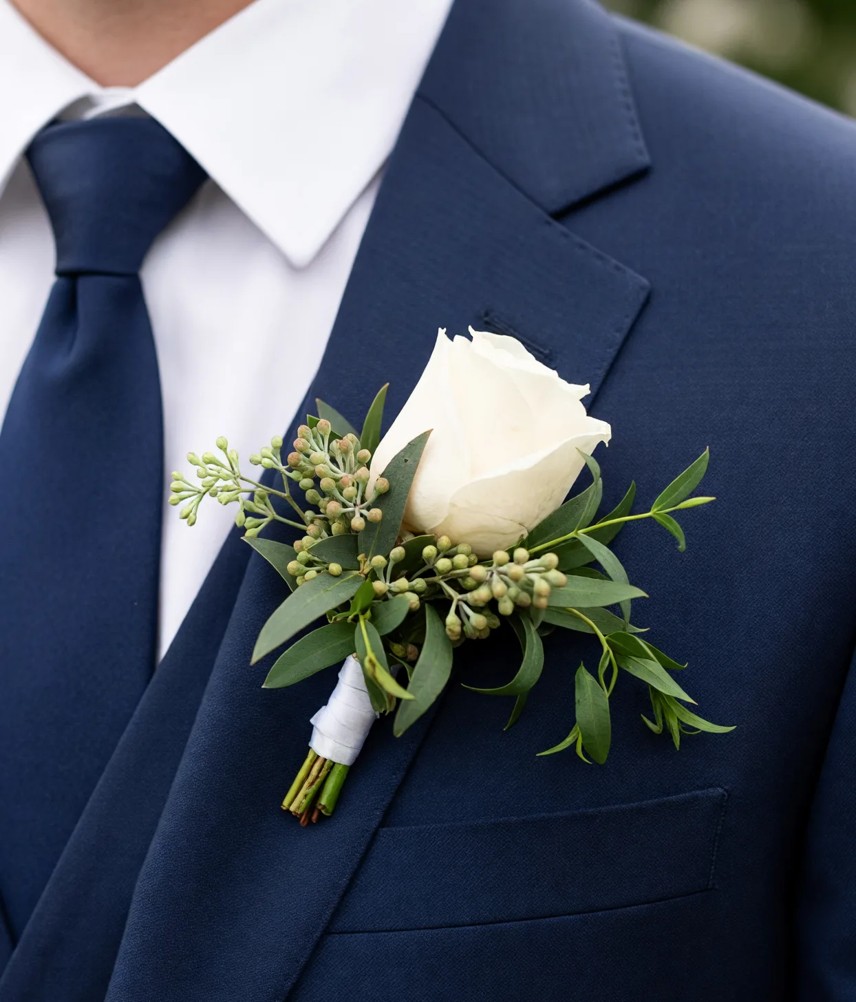 Homecoming Rose Boutonniere White Homecoming Rose Boutonniere White