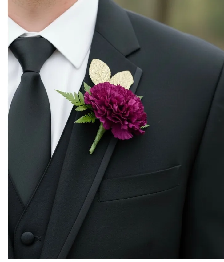 The Classic Carnation Boutonnière available in your choice of color The Classic Carnation Boutonnière available in your choice of color