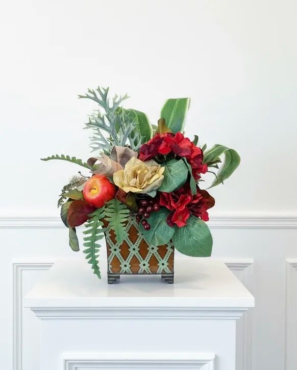 Forever Faux Red Hydrangea Arrangement--Medium