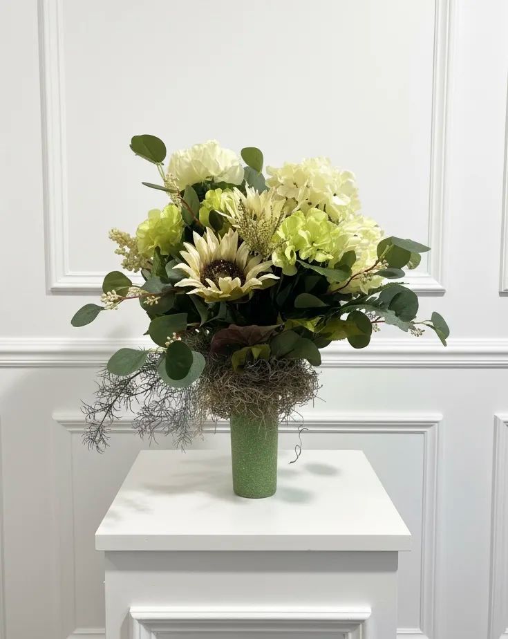 Forever Yours Faux Flower Grave Vase Arrangement-Neutral