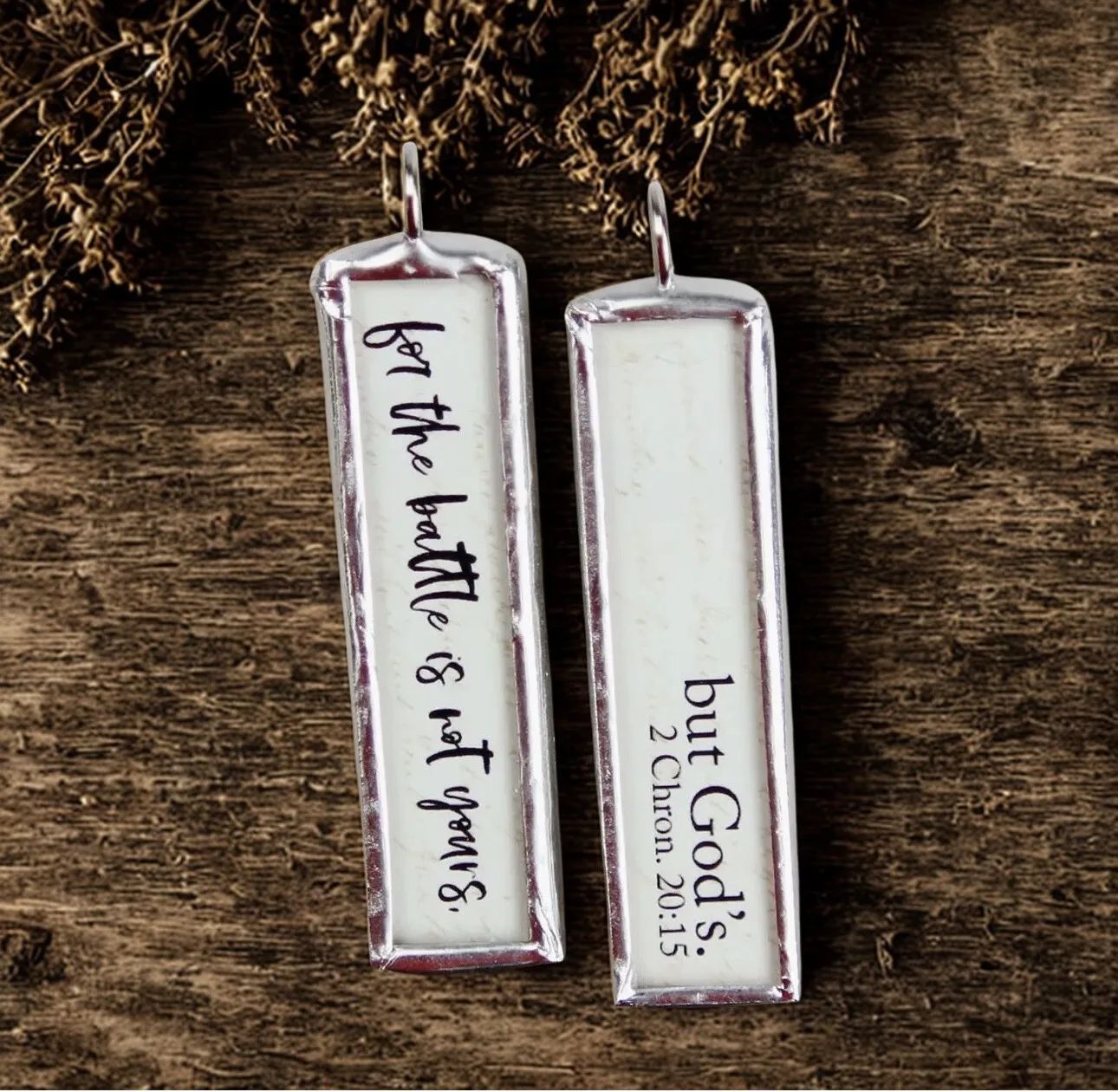 Soldered Glass Pendant Necklace For the Battle is Not Yours