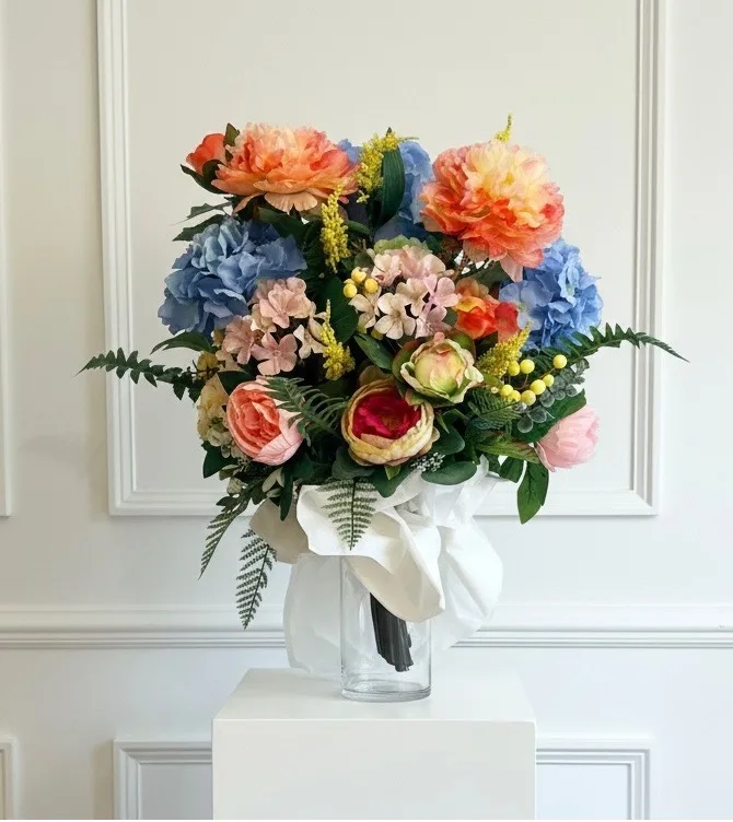 Forever Yours Faux Flower Grave Vase Arrangement Forever Yours Faux Flower Grave Vase Arrangement