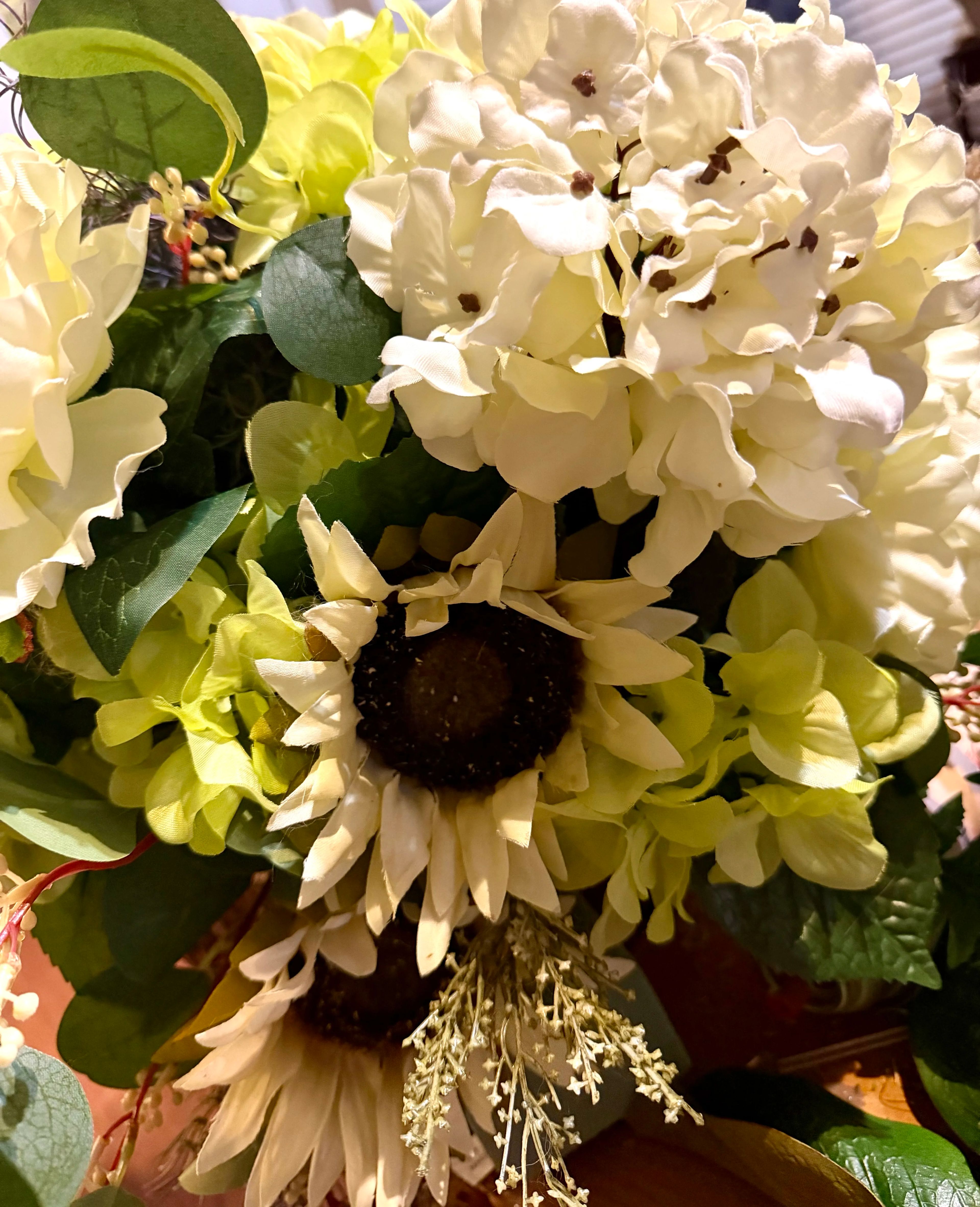 Forever Yours Faux Flower Grave Vase Arrangement-Neutral