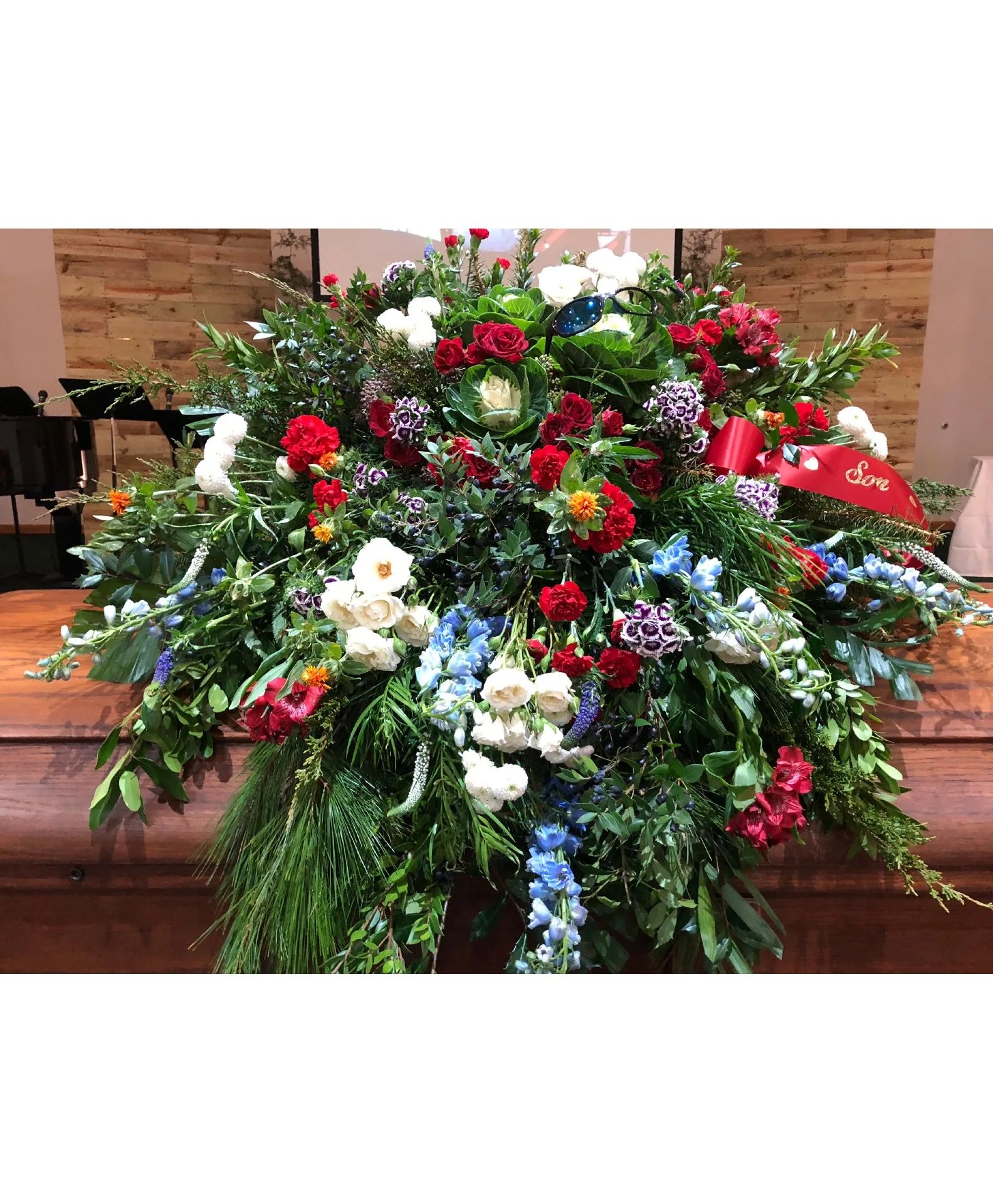 Custom Designed Casket Spray Add Color in Instructions