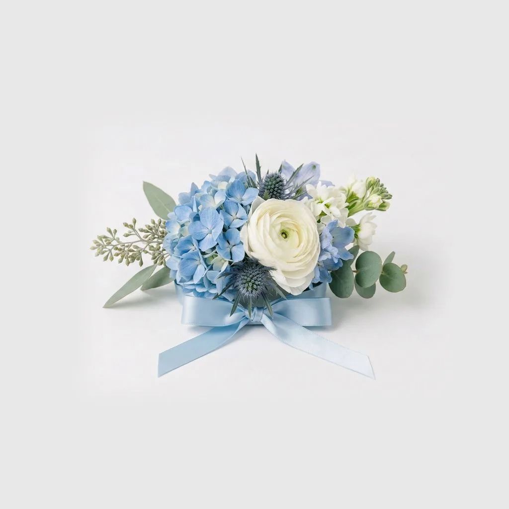 Dusty Blue Hydrangea Wrist Corsage