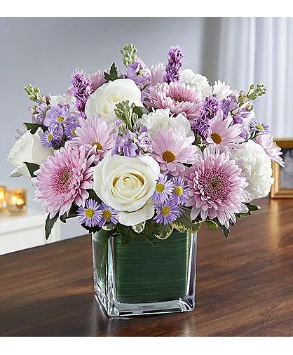 Healing Tears Lavender & White Vase Arrangement Healing Tears Lavender & White Vase Arrangement