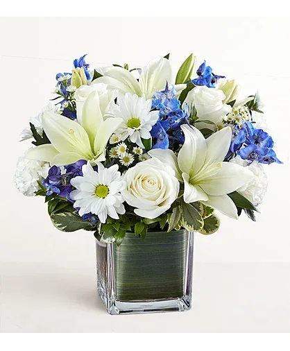 Healing Tears Blue & White Vase Arrangement Healing Tears Blue & White Vase Arrangement
