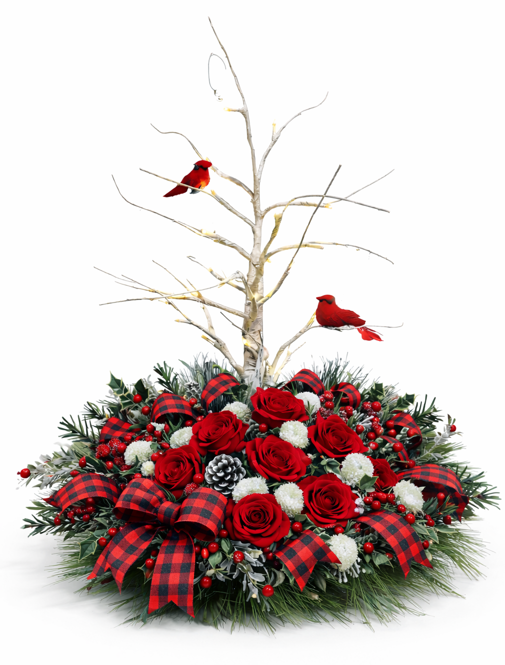 Festive Cardinal Holiday Arrangement