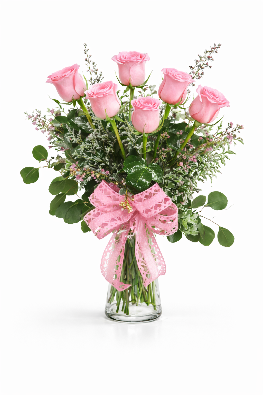 Six Light Pink Roses