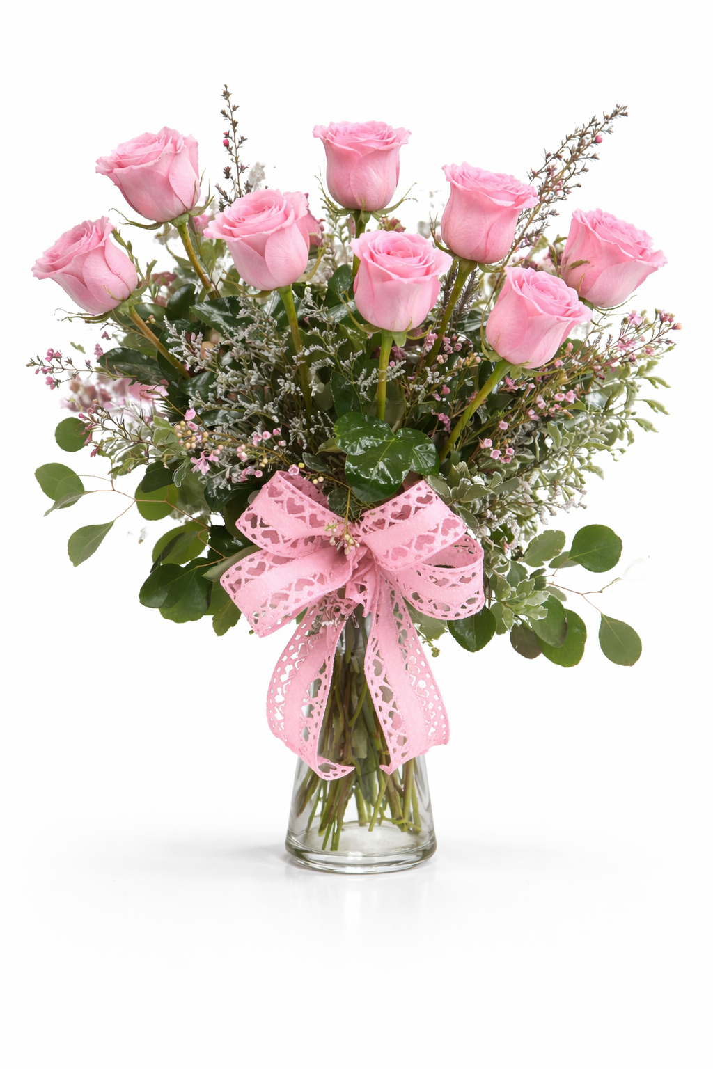 Twelve Light Pink Roses