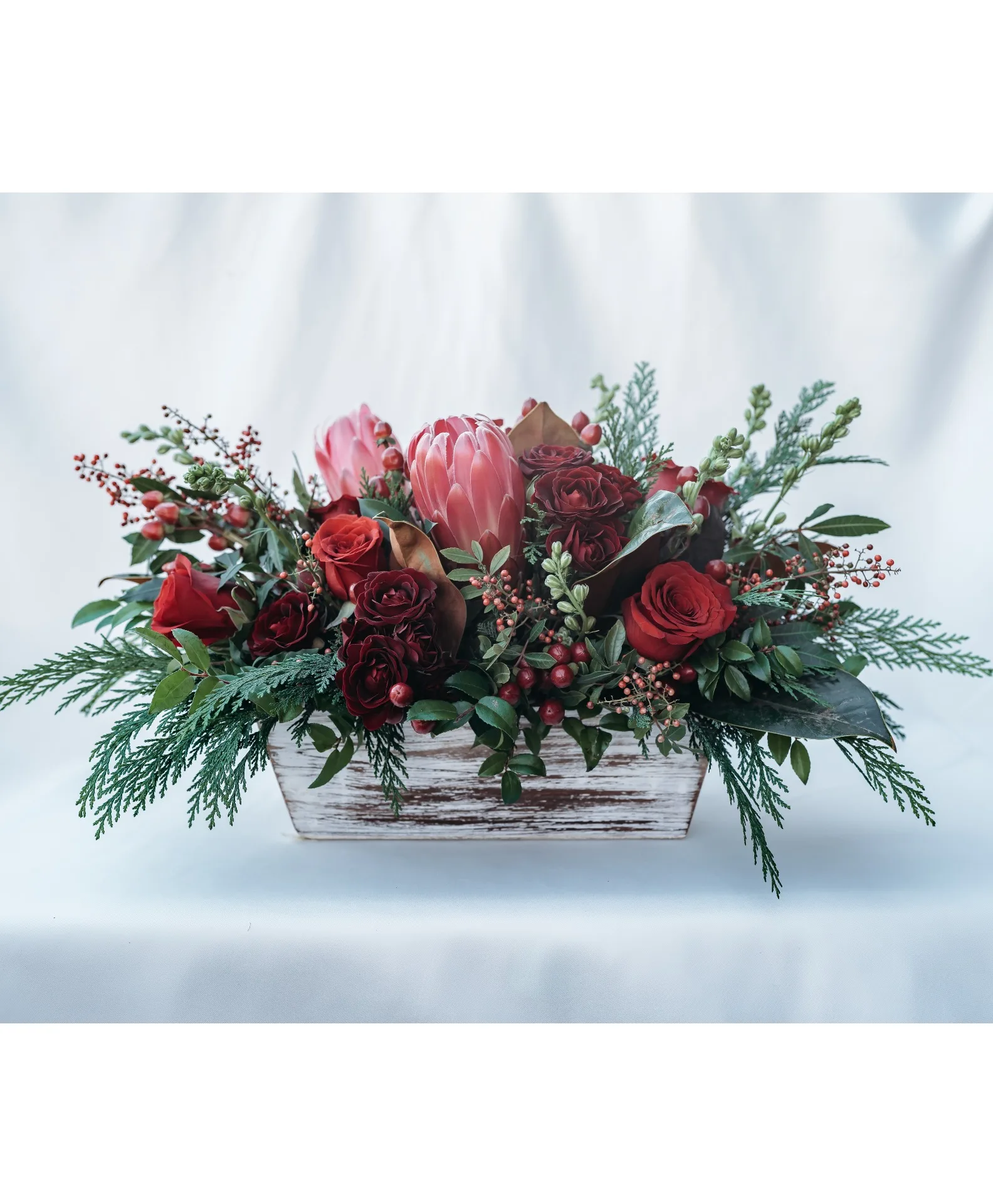 Rustic Ember Wood Box Arrangement Rustic Ember Wood Box Arrangement