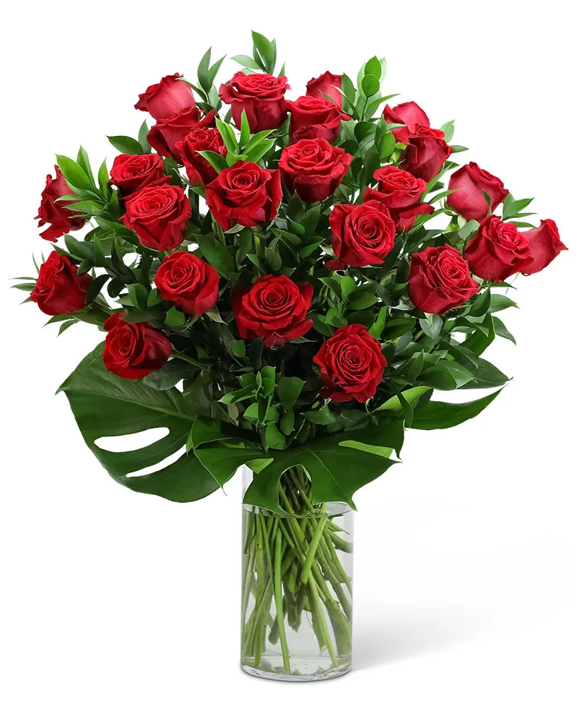Red Roses with Modern Foliage (24) Flower Arrangement Red Roses with Modern Foliage (24) Flower Arrangement