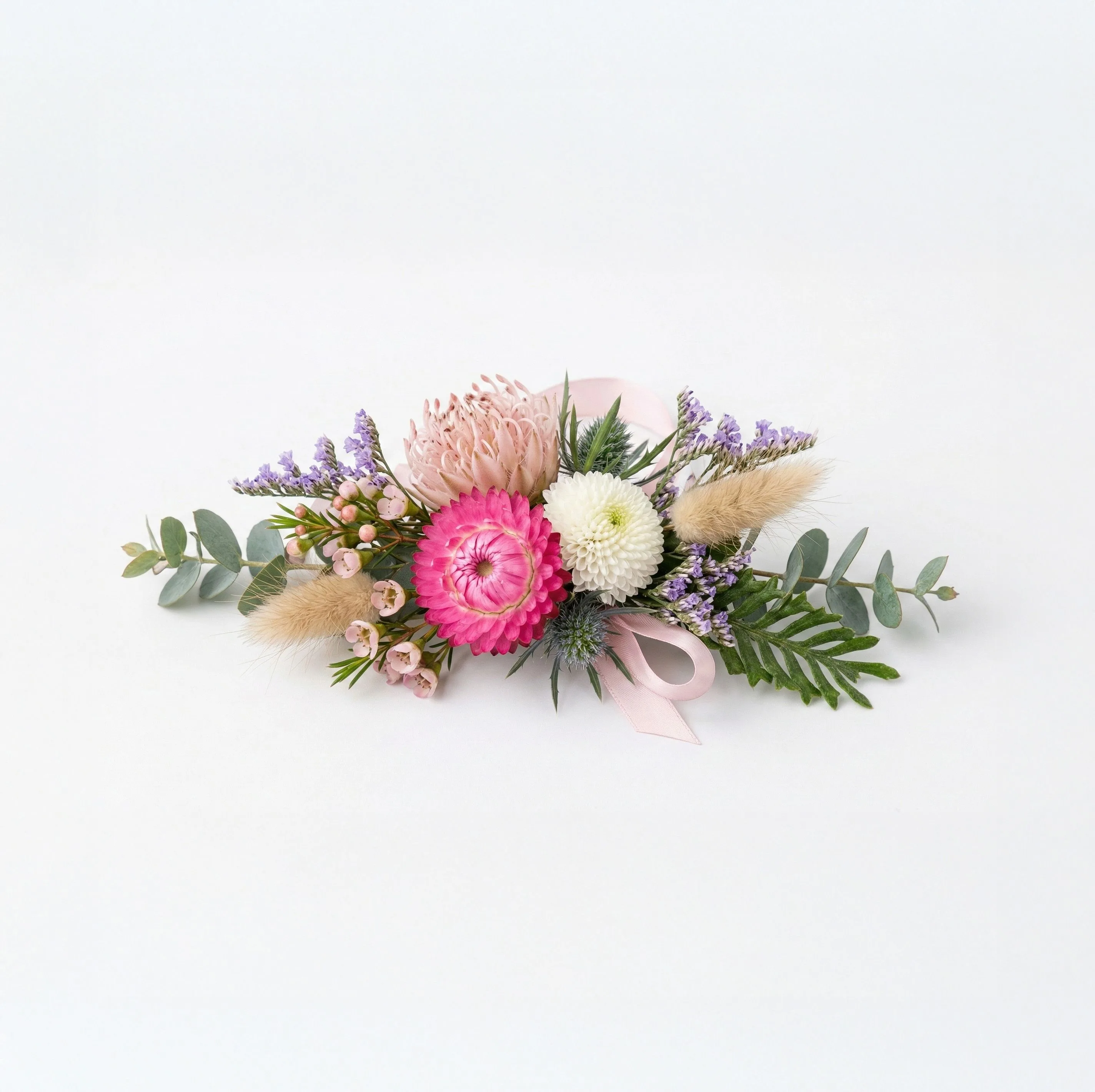 Sunset Protea Wildflower Wrist Corsage | Claire's Flower Boutique